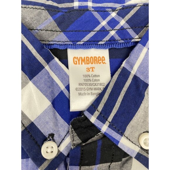 GYMBOREE Toddler Boy 2-Pcs Button Front Plaid Shirt 100% Cotton Blue/Green 3T - Picture 6 of 11